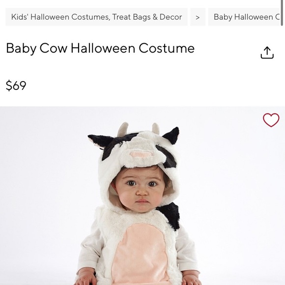 Pottery Barn Kids Cow Costume - Black and White - Picture 3 of 3